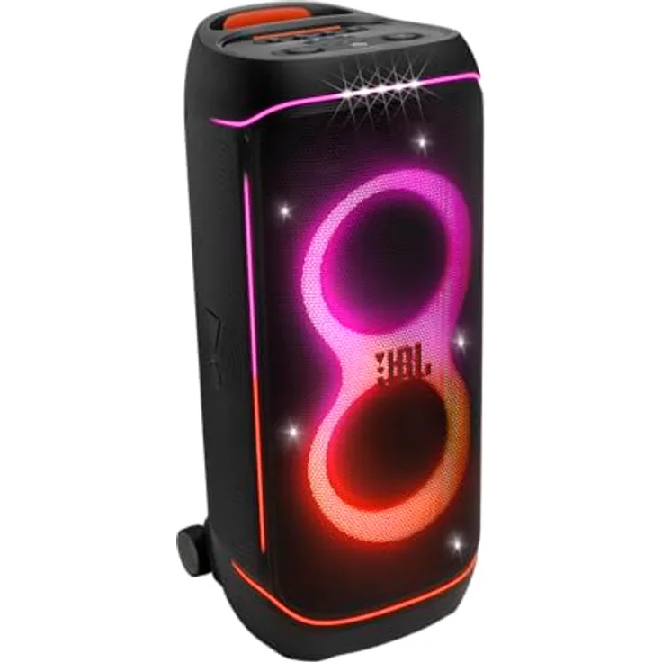 JBL PartyBox 720, Kabelloser Bluetooth-Partylautsprecher mit IPX4-spritzwassergeschütztem Gehäuse, 15 Stunden Spielzeit, dynamischer Lichtshow und Auracast Multi-Speaker-Verbindung, Schwarz