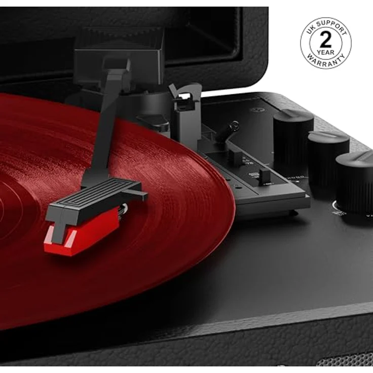 Mixx Revival 55, Stereo-Vinyl-Plattenspieler im Retro Vintage-Design mit Bluetooth-Funktion, schwarz – Bild 5