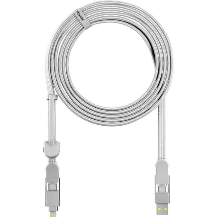Rolling Square inCharge XL 3 m, Ladekabel, USB-A,C/Mikro-USB/Lightning, weiß – Bild 1