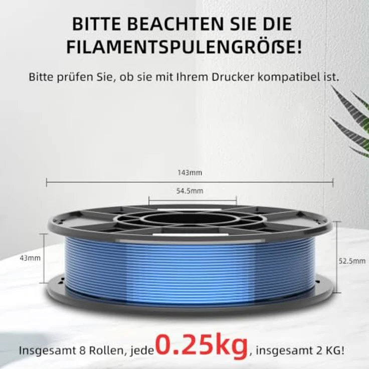 3DHoJor PETG Filament 1.75mm, 2KG, 8 Farben, hohe Zähigkeit und Formstabilität, 0.25KG/Spule – Bild 5