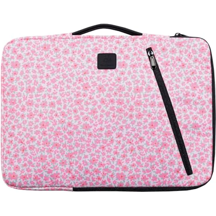 Exacompta Laptophülle Liberty, Kunstfaser in Rosa, für Laptops bis 40,6 cm (16 Zoll), leichte Notebooktasche mit versenkbarem Griff und Schaumstoffpolsterung