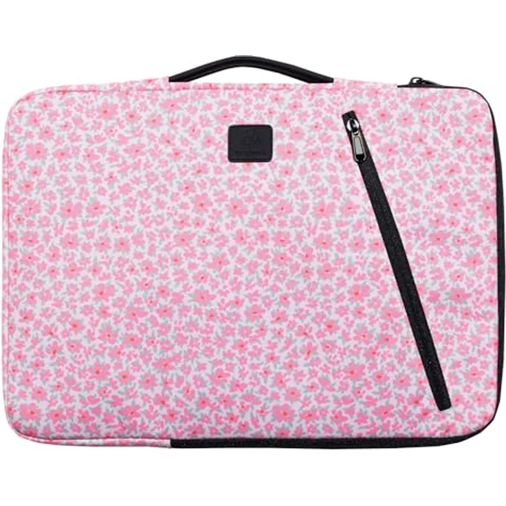 Exacompta Laptophülle Liberty, Kunstfaser in Rosa, für Laptops bis 40,6 cm (16 Zoll), leichte Notebooktasche mit versenkbarem Griff und Schaumstoffpolsterung – Bild 1