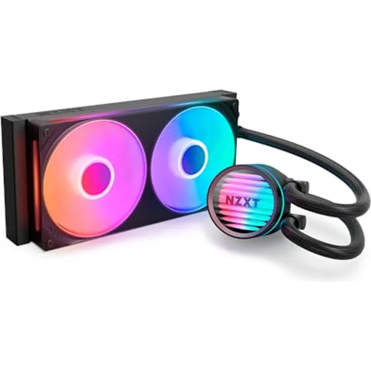 NZXT Kraken Core 240 RGB, AIO CPU-Wasserkühler mit 240-mm-Radiator und leisen PWM-Lüftern, kompatibel mit Intel® LGA 1851/1700/1200/115X & AMD® AM5/AM4, Schwarz