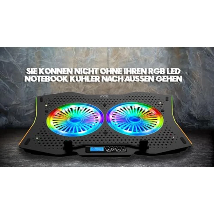 INCA INC-606TGS Notebook-Ständer mit Kühlfunktion, höhenverstellbar, USB-Hub und RGB-Lüfter mit 10 Lichteffekten – Bild 3