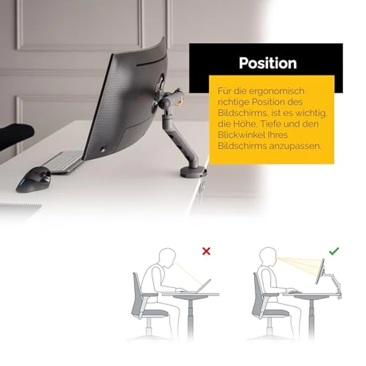 BakkerElkhuizen Bildschirm Halterung BE Flexible Dual - 2 Monitor Halterung Tisch - für 10 Biss 27 Zoll Monitor - Höhenverstellbar - Schwarz – Bild 2