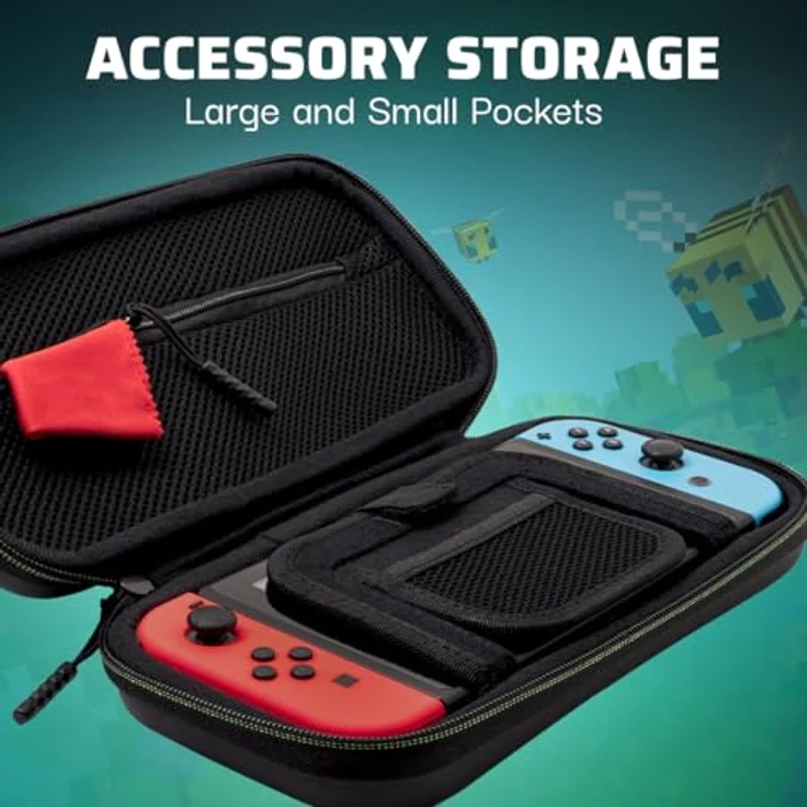 PDP Travel Case Plus GLOW - Minecraft Forest Battle, 3D-leuchtendes Design für Nintendo Switch, Lite und OLED Model mit integrierter Standfunktion – Bild 5