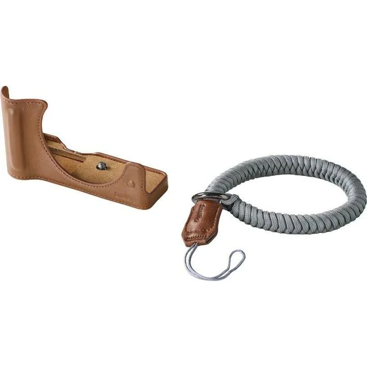 SmallRig Leder-Halbtaschen-Kit für Canon EOS R50 V, Kameratasche aus Vollnarbenleder mit Handgelenkband, braun