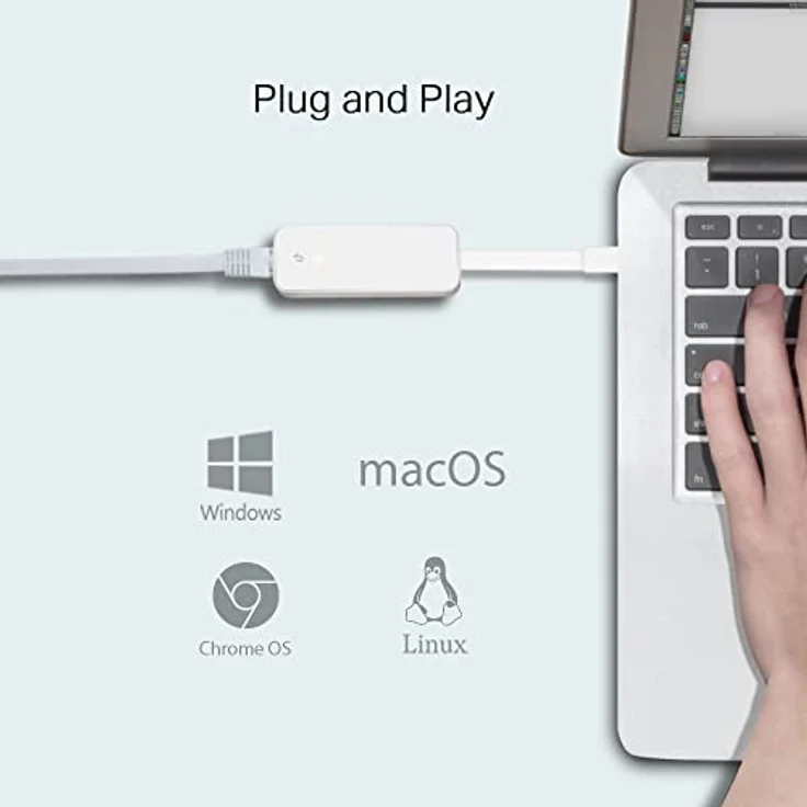TP-Link UE300C USB C auf Ethernet Adapter, USB C auf RJ45 Gigabit Ethernet LAN Netzwerkadapter, Plug-and-Play unter Windows 11/10/8.1/8, macOS, iPadOS, Chrome OS und Linux OS – Bild 3