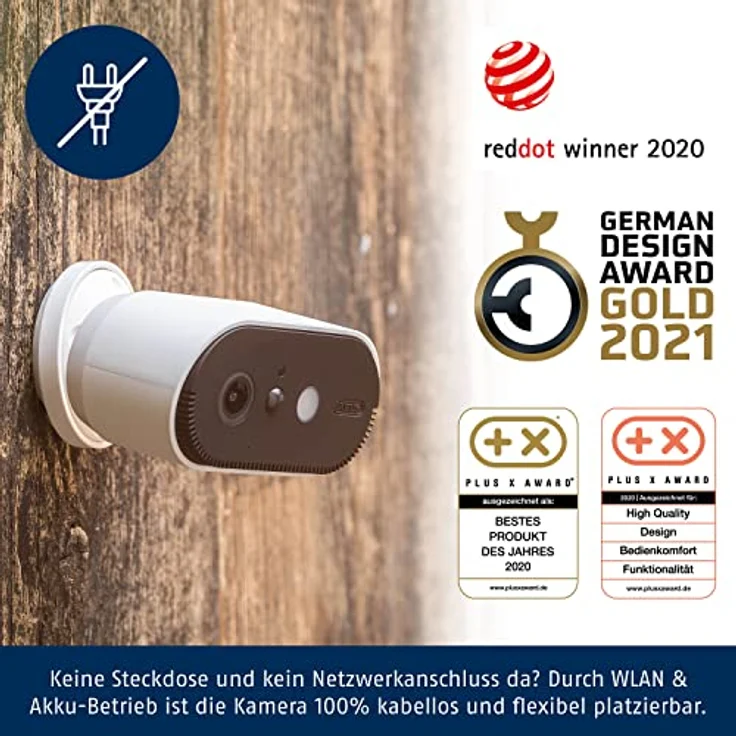 ABUS Akku-Überwachungskamera PPIC90520 WLAN HD Kamera für Innen und Außen - Nachtsicht - 120 Grad Blickwinkel - 100 % kabellos - weiß - 87916 – Bild 2