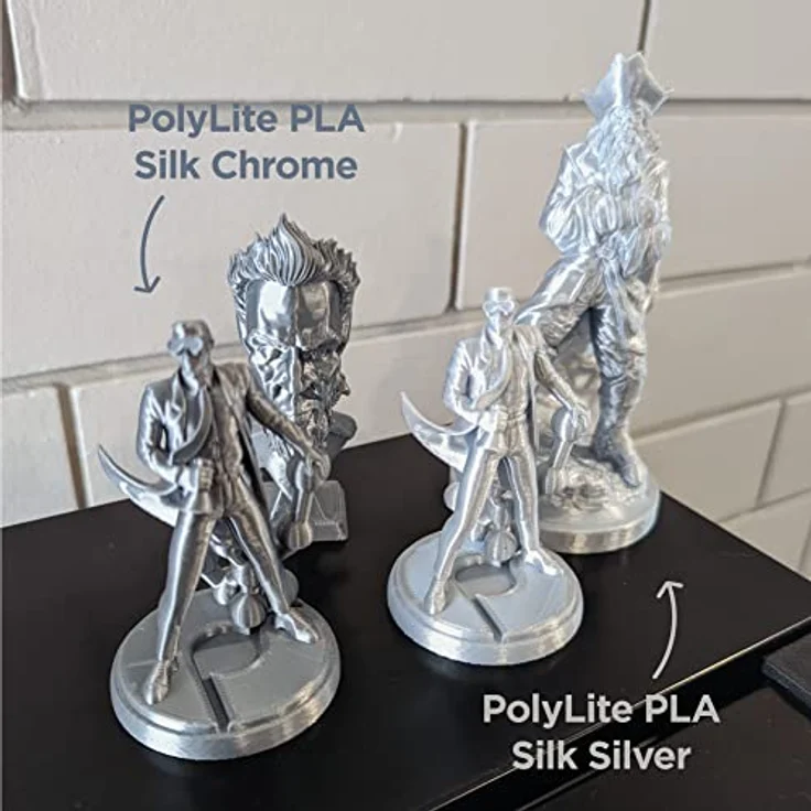 Polymaker PolyLite PLA 1.75mm, 1kg 3D-Druckmaterial in Silk Chrome, hochgradig zuverlässig und einfach zu drucken – Bild 2