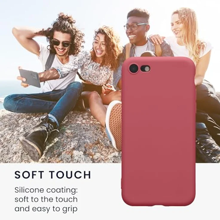 kwmobile Handyhülle kompatibel mit Apple iPhone SE (2022) / iPhone SE (2020) / iPhone 8 / iPhone 7 - Dark Rose, weiches Silikon, reißfest & rutschfest – Bild 4