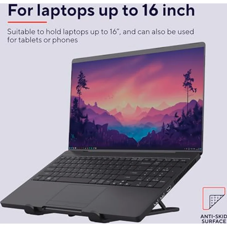 Trust Primo Faltbarer Laptop Ständer 16 Zoll - Grau, Leicht, In 6 Stufen Höhenverstellbar, Rutschfeste Oberfläche – Bild 2