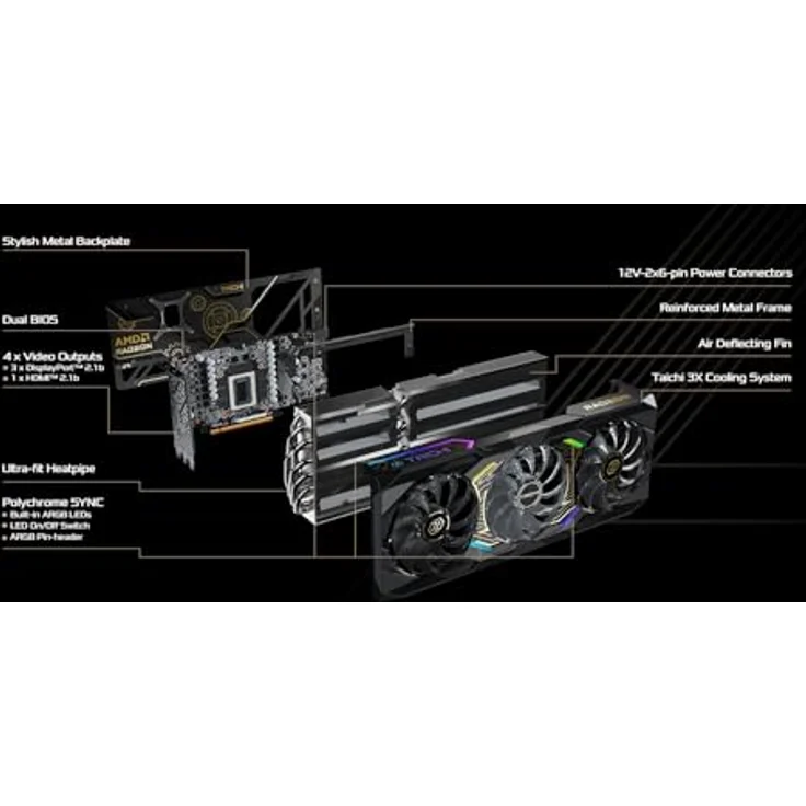 ASRock Radeon RX 9070 XT Taichi OC, AMD, RX9070XT,16GB,GDDR6,256BIT,2HDMI+2DP (3 Lüfter) - ASRock Grafikkarte mit 16GB GDDR6 Speicher und 3 Lüfter in Schwarz – Bild 4