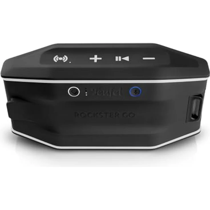 Teufel Fender x ROCKSTER GO 2 Stereo-Set Bluetooth Speaker - Tragbarer Lautsprecher mit Langer Akkulaufzeit (28 h), Wasserdicht IP67, Wireless Musikstreaming, Outdoor - Steel Black (Schwarz) – Bild 4