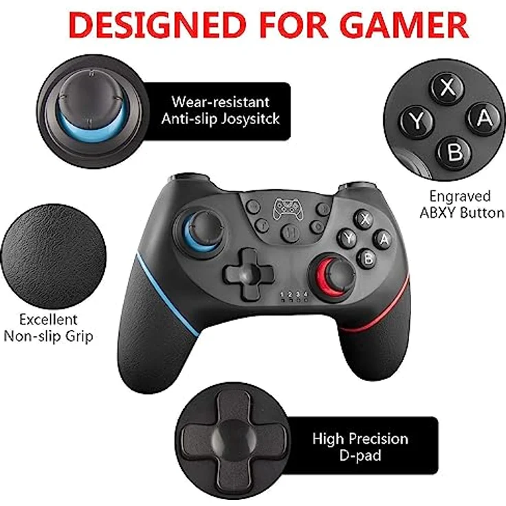 Diswoe Wireless Controller Schwarz (ET12901) (Switch) – Bild 3