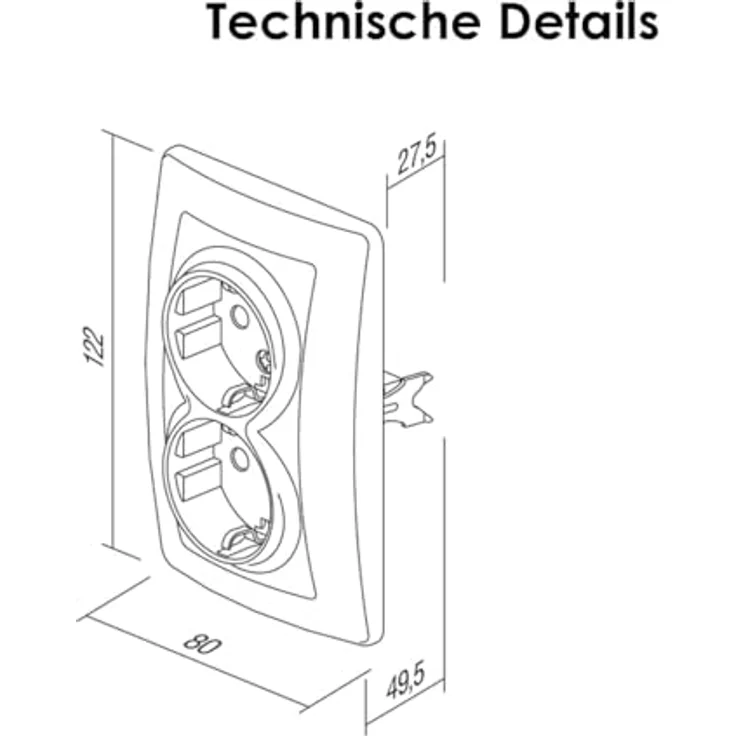 world-trading-net 2-fach Schutzkontakt-Steckdose, Doppelsteckdose anthrazit, Unterputz Einbau, maximal 250V~/16A, mit Einsteckschutz, praktische Steckdosenerweiterung – Bild 5