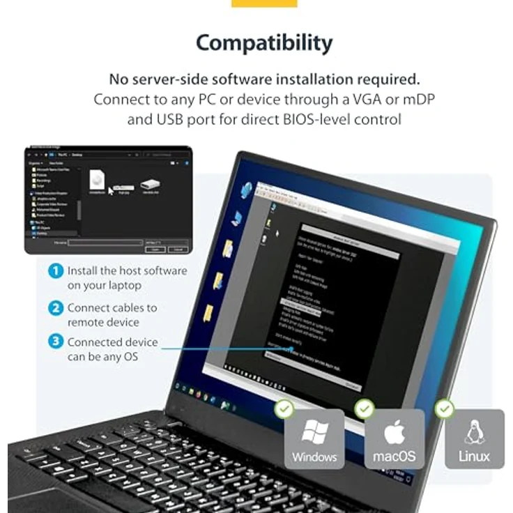 StarTech.com Portable Laptop Crash Cart Adapter KVM Switch mit USB/VGA/Mini DisplayPort, 1 Port, TAA-konform – Bild 5