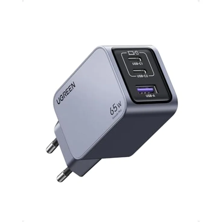 UGREEN Nexode Pro USB C Ladegerät 65W GaN Charger Mini USB C Netzteil 3-Port Schnellladegerät PPS 45W - Kompatibel mit MacBook Pro/Air, iPad, iPhone 16 Pro Max, 15 Pro, Galaxy S24 Ultra, Dell XPS