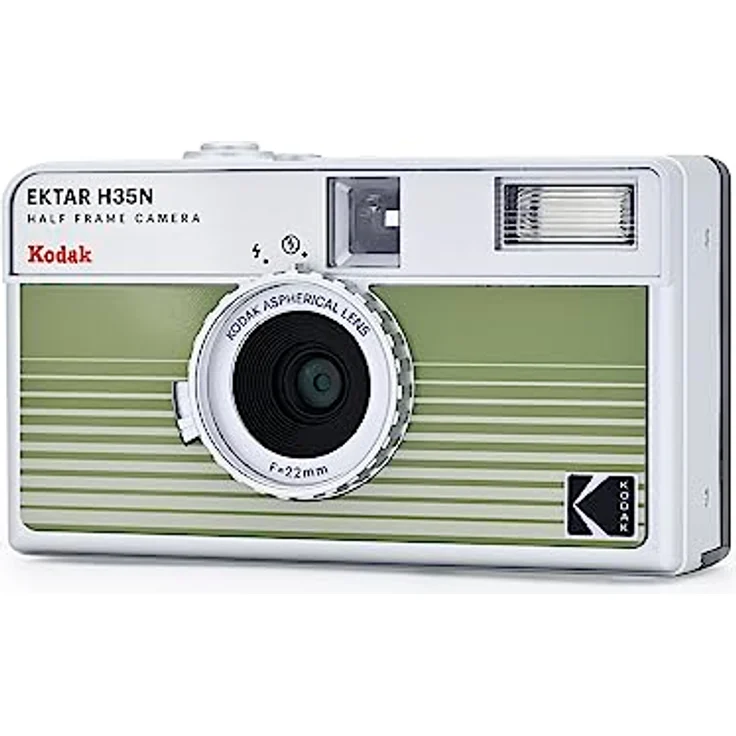 KODAK EKTAR H35N Halbformat-Filmkamera, 35 mm, wiederverwendbar, Bulb-Funktion, Sternfilter, beschichtetes Objektiv, grün gestreift – Bild 2