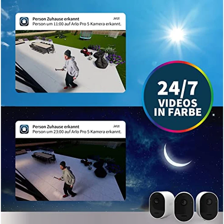 Arlo Pro 5 WLAN Überwachungskamera aussen, 2K UHD, 2er Set Weiß, Verbesserte Farbnachtsicht, 160° Blickwinkel, 2-Wege Audio, mit 30-tägigem Secure Plan Testzeitraum – Bild 2