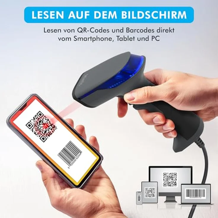 Atlantis A08-LD230P-2D Barcode-Scanner, 1D/2D, USB, 640x480, 60 fps, IP54, liest von Smartphone-Displays, inkl. Kurzanleitung – Bild 5
