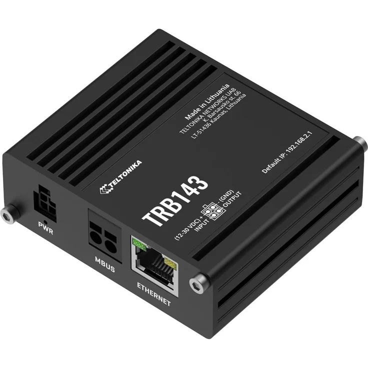 Teltonika TRB143, Industrie-Router mit M-Bus-Schnittstelle, 4G/LTE, Gigabit-Ethernet, graues Aluminium-Gehäuse
