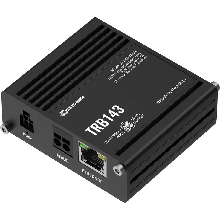 Teltonika TRB143, Industrie-Router mit M-Bus-Schnittstelle, 4G/LTE, Gigabit-Ethernet, graues Aluminium-Gehäuse