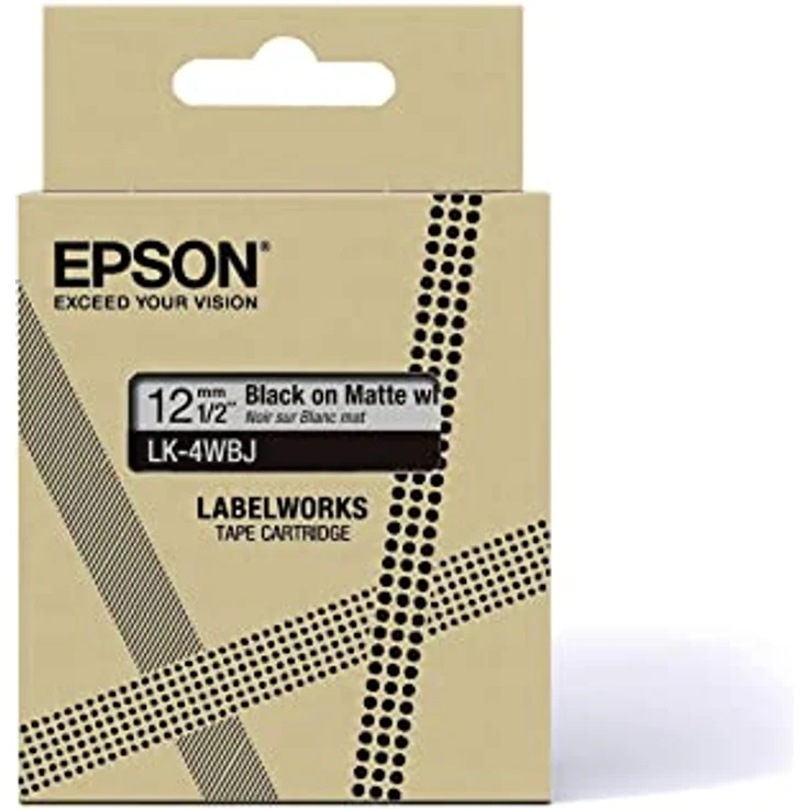 Epson Etikettenkassette, mattes Beschriftungsband LK-4WBJ schwarz auf weiß, langlebiges Band für Epson LabelWorks Etikettendrucker, wasser- & verschleißfest, 8 m x 12 mm – Bild 3