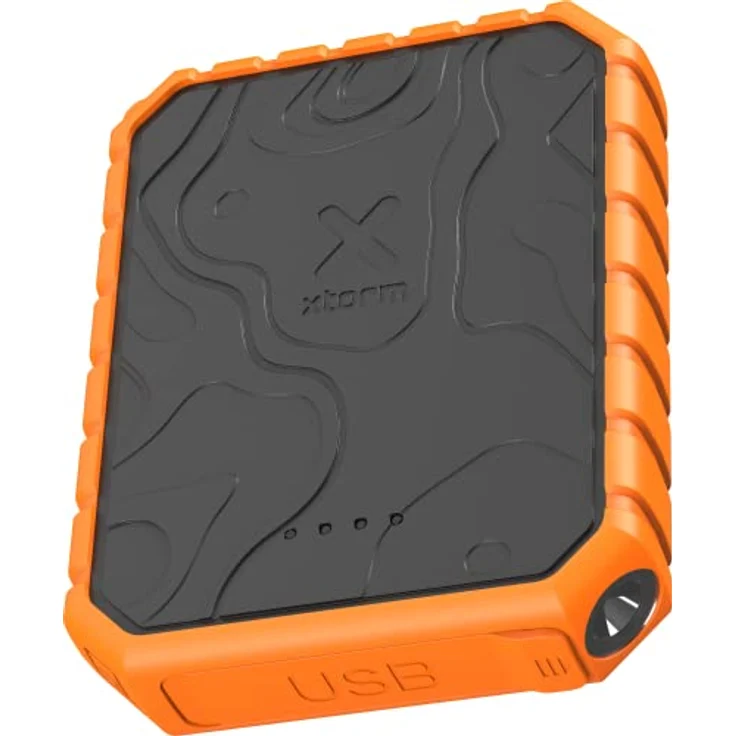 Xtorm XR201 Power Bank Rugged 10.000, USB-C-Power-Delivery, 2X USB-Anschlüsse, Quick Charge 3.0, Wasserdicht IP65 inkl. Taschenlampe, Schwarz/Orange – Bild 4