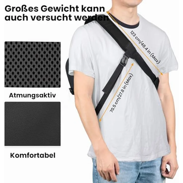 TARION TR-S Kameratasche Sling, wasserabweisende Schultertasche für DSLR/SLR mit Regenschutz, 9L Volumen, Schwarz – Bild 2