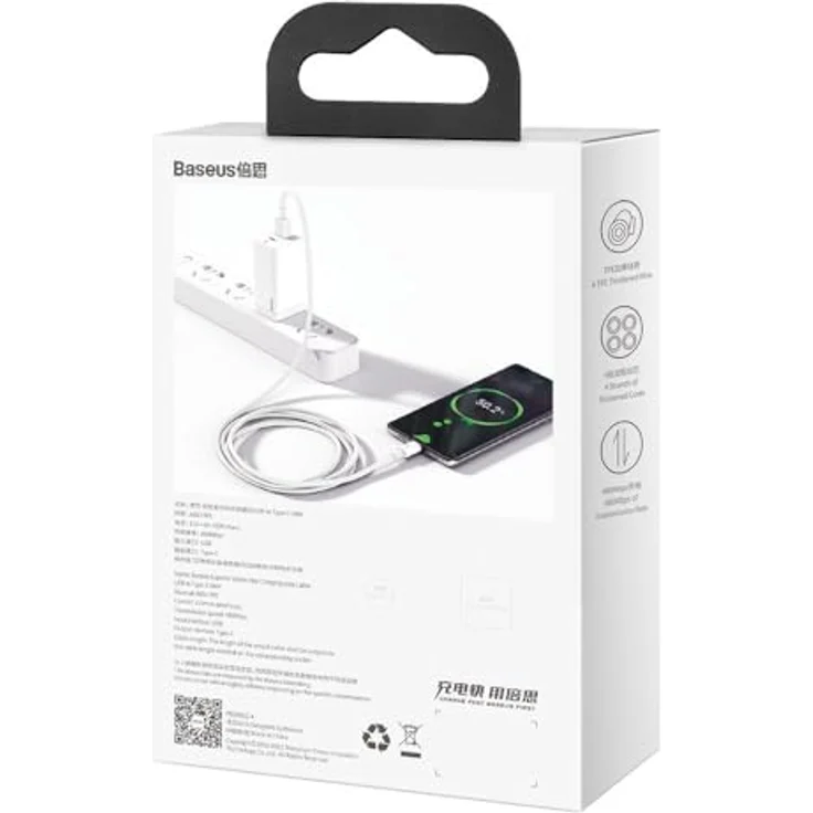 Baseus Cable Superior - USB to Type C - 66W 2 m (CATYS-A02) white – Bild 7