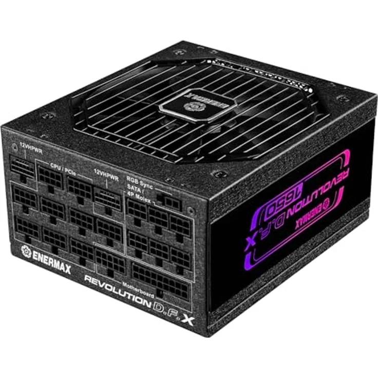 ENERMAX Revolution D.F. X ARGB ATX3.0 PCI-e 5.0 Kompakt Gaming&Streaming PC Netzteil 1650W 80Plus Gold (Vollmodular, 2X 12VHPWR, Semi-Fanless), ERT1650EWT, schwarz – Bild 4