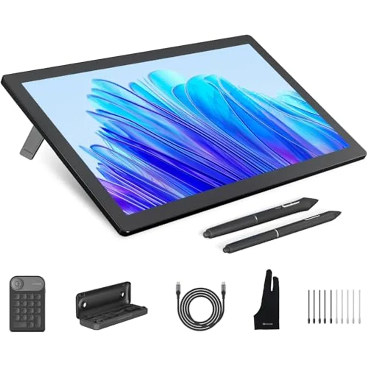 HUION Kamvas Pro 19 Grafiktablett, 18,4-Zoll mit 4K UHD-Auflösung, Grau