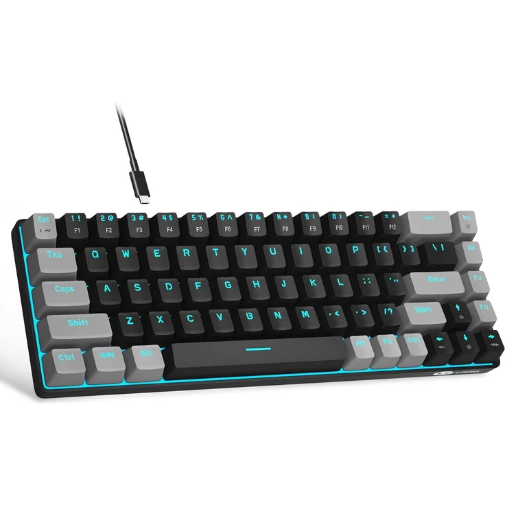 MageGee MK-Box, 60% mechanisches Gaming-Keyboard mit Brown Switches und blauer LED-Hintergrundbeleuchtung, rot