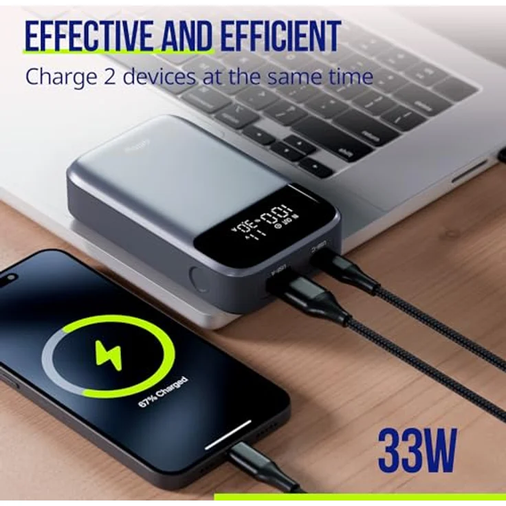 FOREVER Allity PowerBank APB-200 PD QC 33W 10000 mAh Grau - Schnelles Laden, elegantes Design – Bild 4