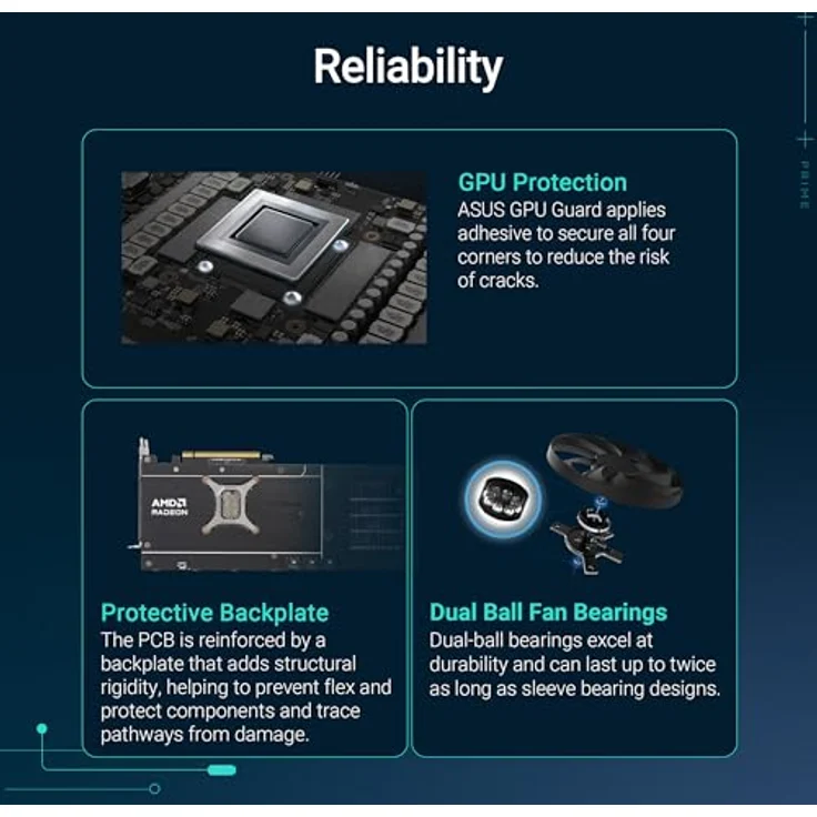 ASUS Prime Radeon RX 9070 XT OC Edition 16GB GDDR6 Gaming Grafikkarte, PCIe 5.0, 2.5-Slot-Design, 0dB-Technologie – Bild 4