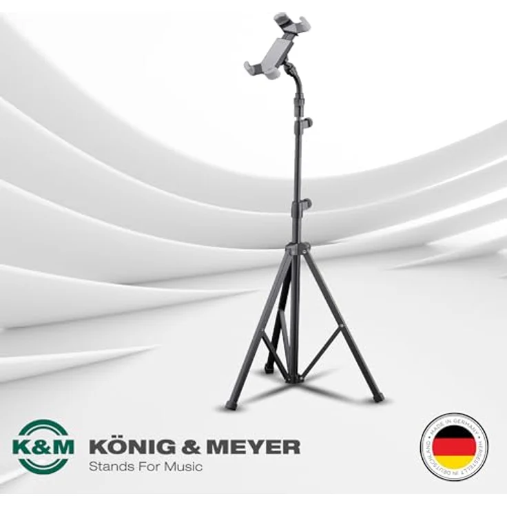 K&M 19759 Smartphone-Stativ, universelles Stativ für Smartphones mit Höhenverstellbarkeit von 600 bis 1400 mm, Schwarz – Bild 4
