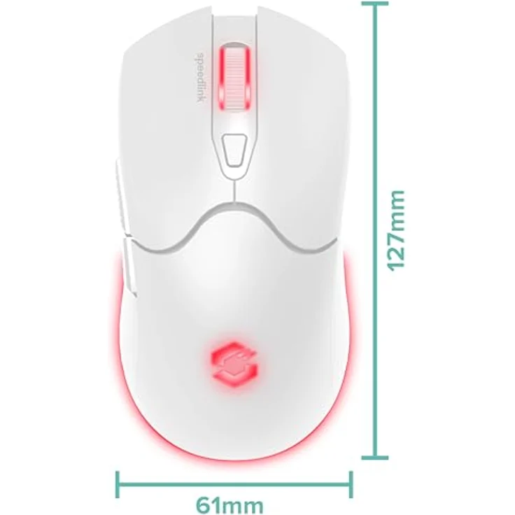 Speedlink Velox Wireless RGB Gaming Maus, kabellose PC Maus mit Akku, 4800dpi, PixArt PAW3212, programmierbar, RGB LED Beleuchtung, weiß – Bild 5