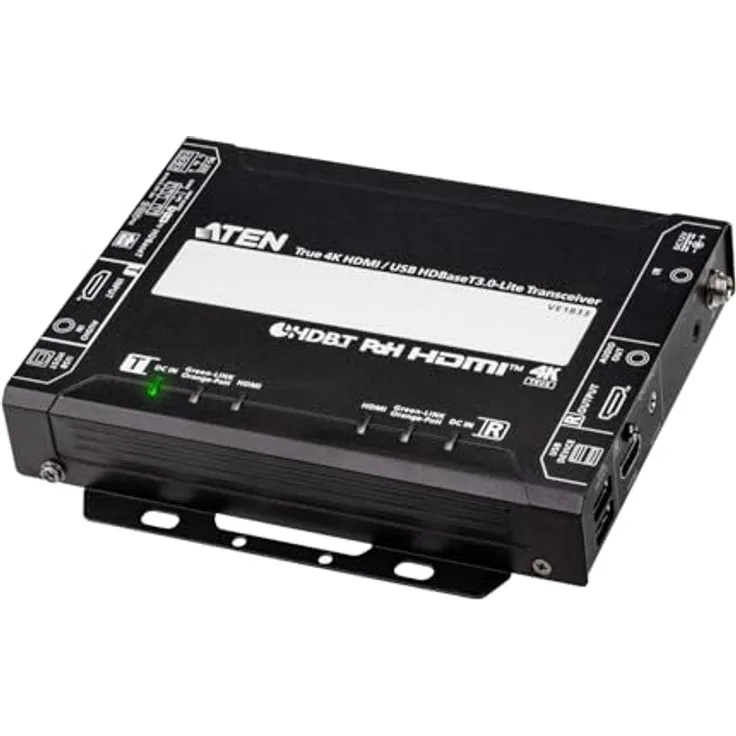 Aten VE1833 True 4K HDMI/USB HDBaseT3.0-Lite Transceiver mit PoH, KVM Switch, Schwarz, Übertragung bis 40 m, Unterstützung für HDR und Dolby Vision