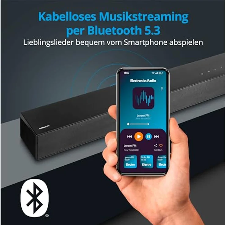 MEDION S61022 3.1 Dolby Atmos Soundbar mit kabellosen Subwoofer (für TV Geräte, Bluetooth 5.3, HDMI eARC CEC, optischer Eingang, AUX, 3 x 20 W + 60 W (RMS) Subwoofer kabellos, Fernbedienung – Bild 4