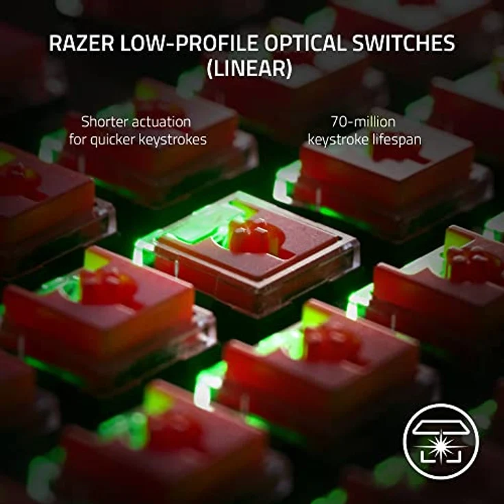 Razer DeathStalker V2 Pro Tenkeyless (Red Switch) - Kabellose Optische Low-Profile-Gaming-Tastatur (Lineare Optische Switches, HyperSpeed Wireless, Bluetooth 5.0) QWERTY US-Layout | Weiß – Bild 2