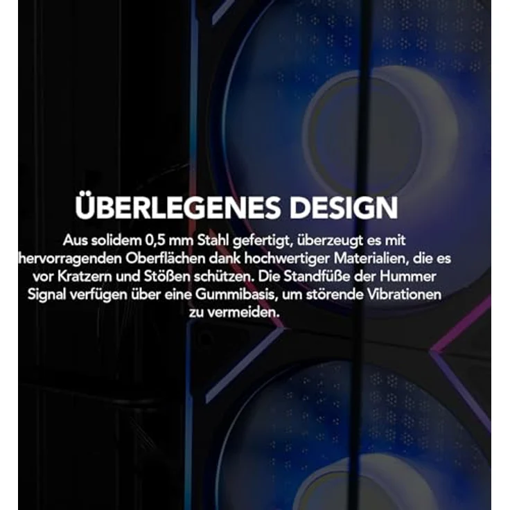 NOX Semitorre Hummer Signal ARGB Midi Tower PC-Gehäuse, gehärtetes Glas, schwarz, AT/MTX Unterstützung, RGB-Beleuchtung, verbessertes Kabelmanagement – Bild 9