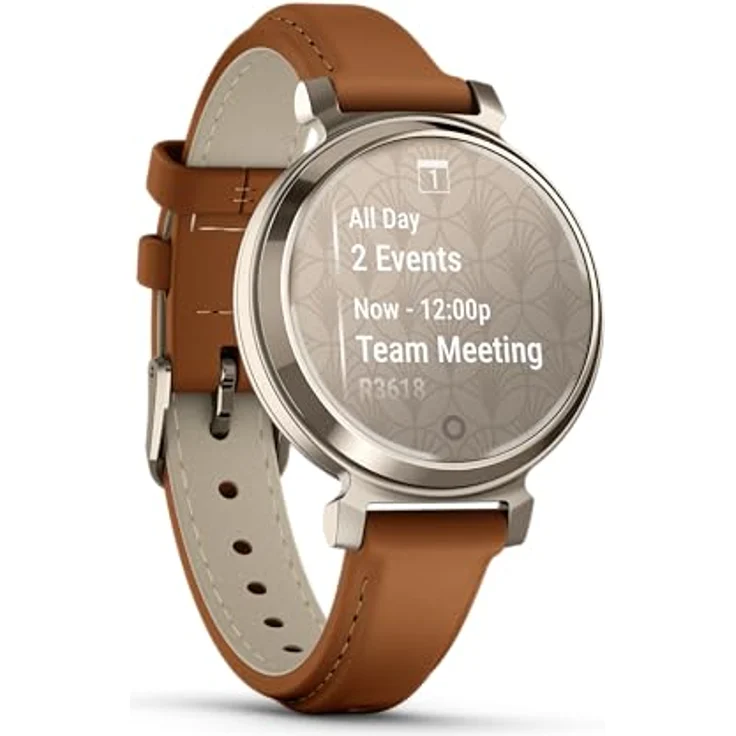 Garmin Lily 2, kleine und stilvolle Smartwatch, verstecktes Display, gemusterte Linse, bis zu 5 Tage Akkulaufzeit, Hellbraun – Bild 5