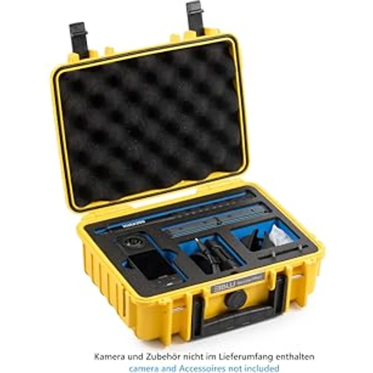 B&W International Schutzkoffer 1000 (PP.41) für Insta360 X5, Gelb, wasserdicht und staubdicht (IP67), stoßfest mit passgenauem Inlay, kompatibel mit X4 – Bild 3