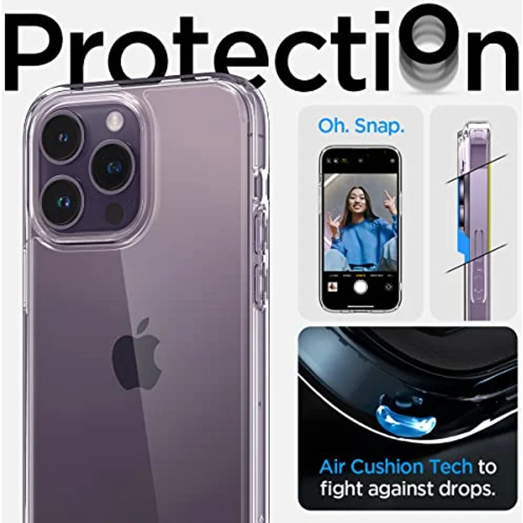 Spigen iPhone 14 Pro Max Ultra Hybrid Hülle [Anti-Yellowing] Transparent -Crystal Clear – Bild 4
