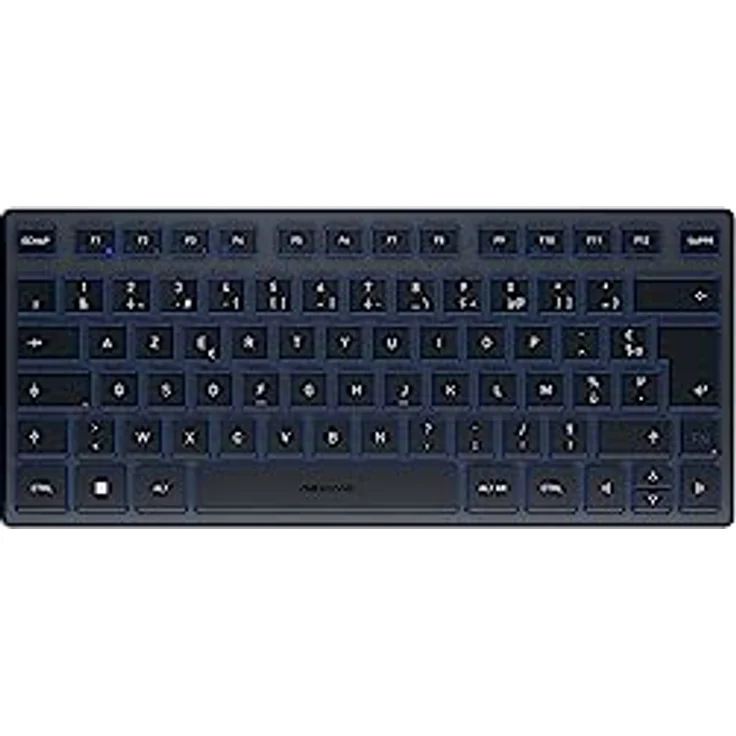 CHERRY KW 7100 MINI BT, Kompakte Multi-Device-Tastatur mit 3 Bluetooth-Kanälen, Französisches Layout (AZERTY), Flaches Design, inkl. Transporttasche, Slate Blue – Bild 1