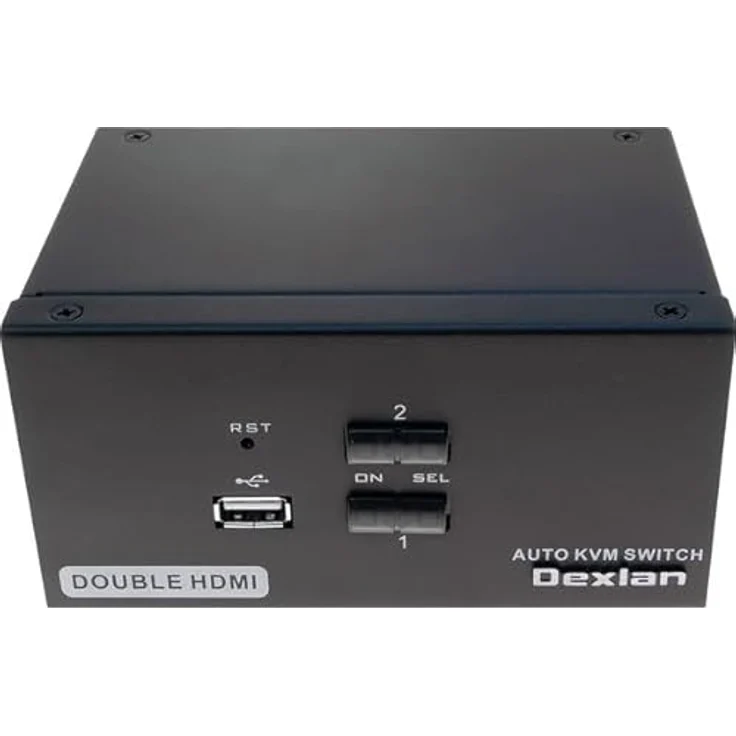 Dexlan 2-Port Dual-Monitor KVM Switch, HDMI 4K mit USB 2.0, einfache Umschaltung, analoge Audioanschlüsse – Bild 2