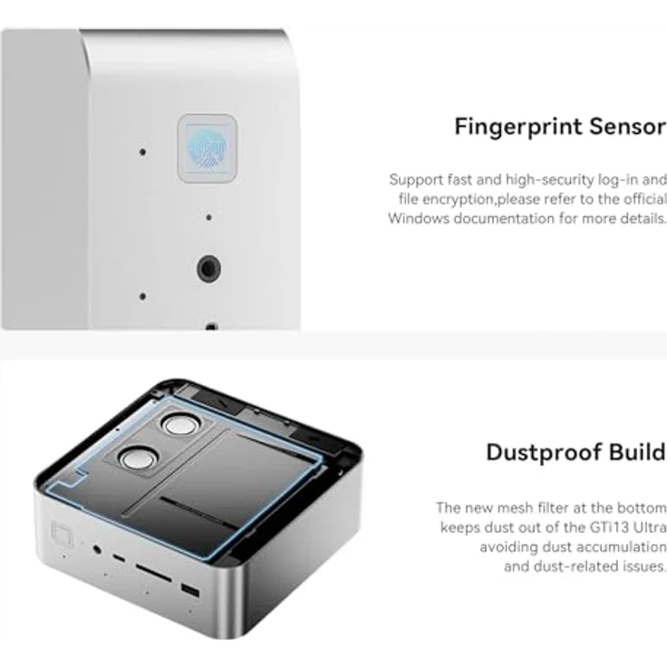 Beelink GTi13 Ultra Mini PC, Intel Core i9 13900HK (14C/20T up to 5.4GHz), 64GB DDR5 2TB M.2 PCIe4.0 SSD Mini Computer, 4K Triple Display Thunderbolt 4/HDMI/DP, 2.5G LAN/WiFi 6/BT5.2, Schwarz – Bild 4