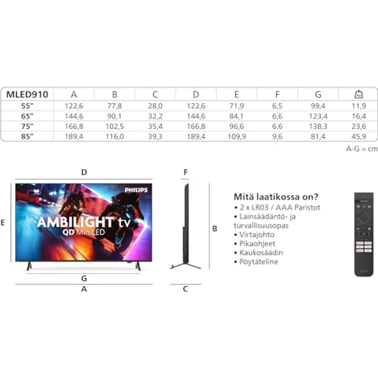Philips 85MLED910/12, 85 Zoll QD Mini-LED Smart-TV mit 4K Auflösung, Ambilight, WLAN, Schwarz – Bild 4
