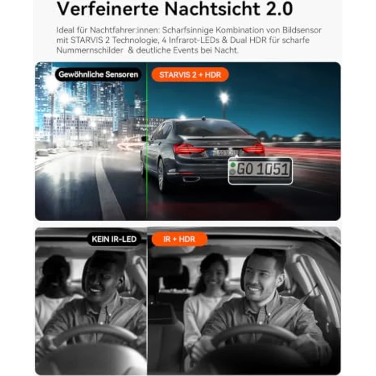 VANTRUE N2X Dual Dashcam, 2.7K + 1080P Auflösung, GPS, 5G WiFi, IR-Nachtsicht für Innen- und Außenüberwachung – Bild 3